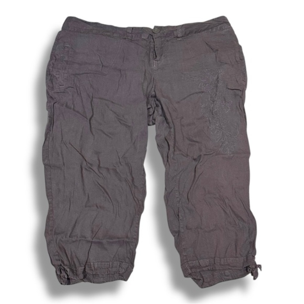 Women’s torrid 1 14 Grey Embroidered Linen Blend Capri Pants